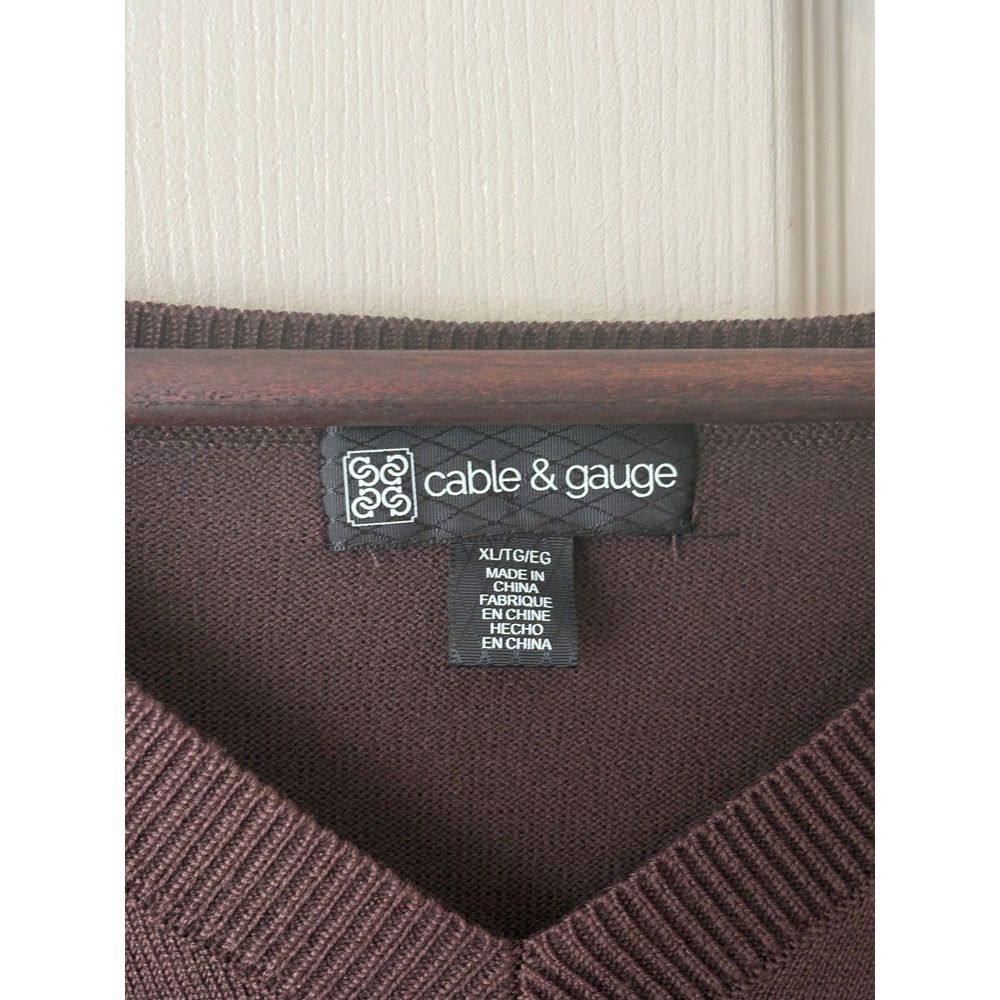 Cable & Gauge V-Neck Sweater Women XL Brown Short Sleeve Knit Casual Top - Picture 3 of 6